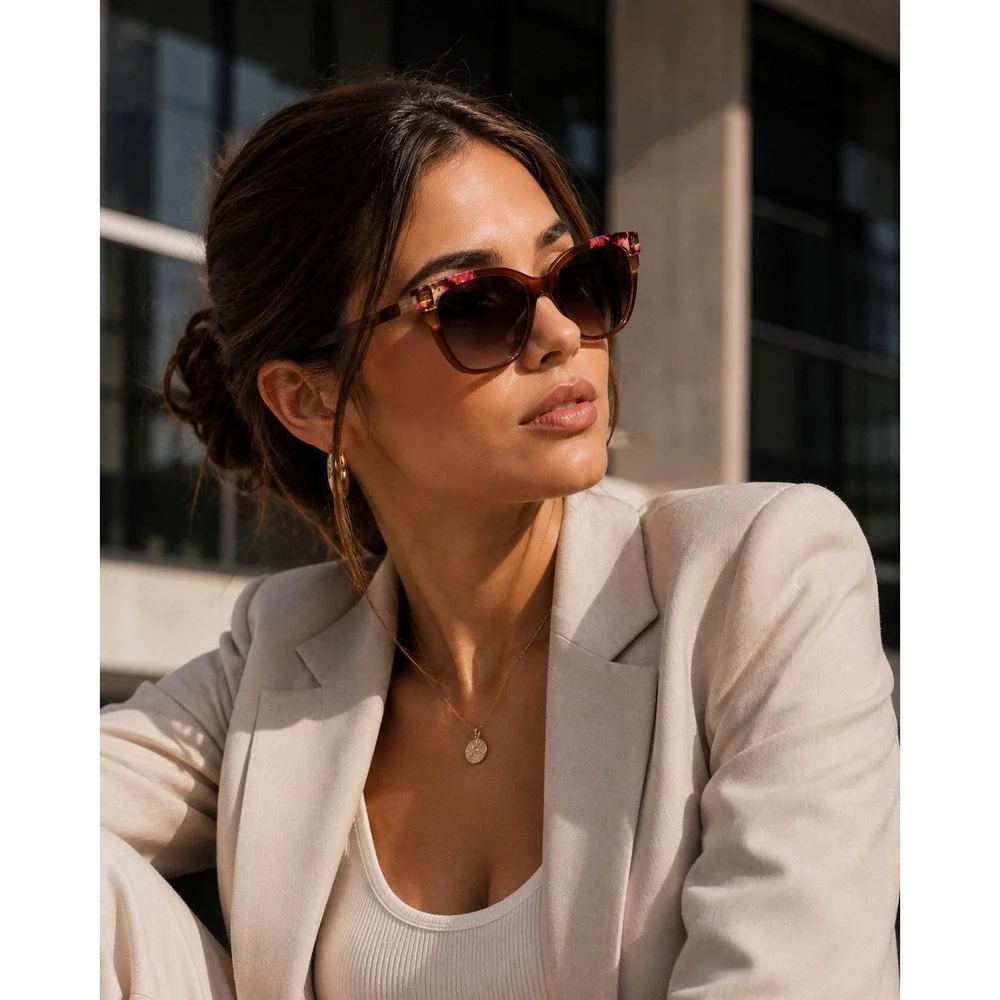 Oscar de la Renta Allure Sunglasses Brown Pink Tortoise Gold Elegant New‎